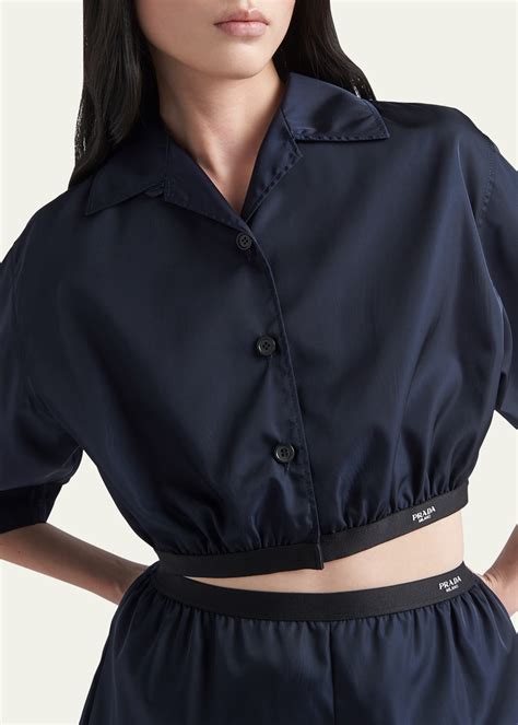 crop prada|prada nylon ruffled top.